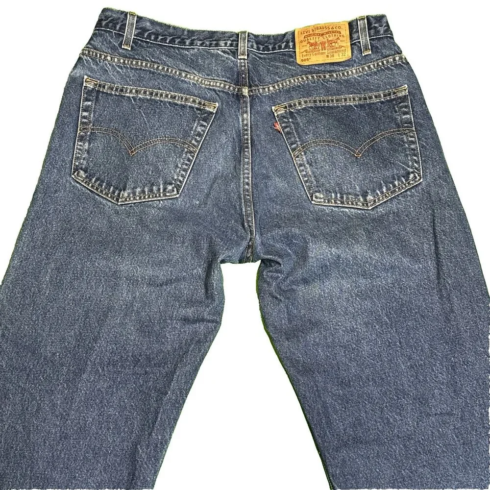 VTG Levis 505 Jeans Mens 38x32 Blue Denim Regular Fit Straight Leg Red Tab Y2K